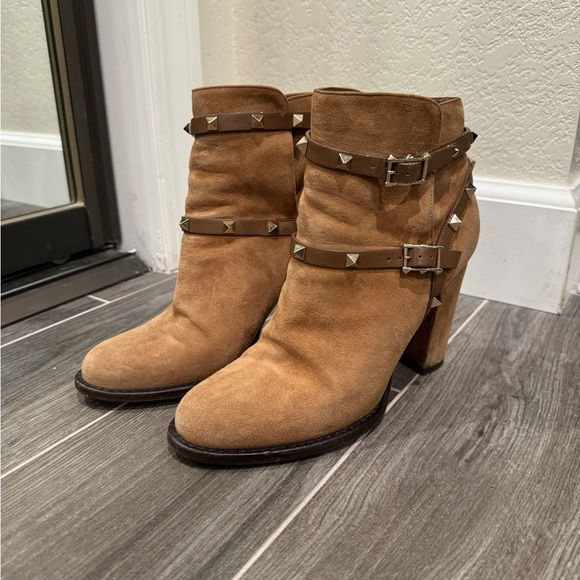 Valentino Rockstud Suede Block Heel Boots 37.5 - Picture 7 of 15